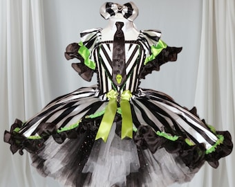 Beetlejuice Tim Burton Inspired  Tutu Dress Pageant Ball Gown Birthday Party Costume