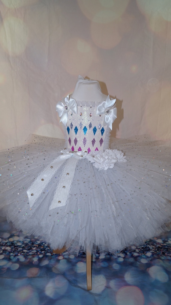 Princesa Elsa Frozen 2 Vestido Tutu Blanco Inspirado En El Vestido