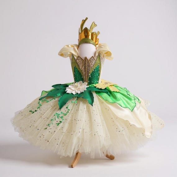 Princess Tiana Inspired Gold Tutu Dress Pageant Ball Gown Birthday Party  Costume - Etsy