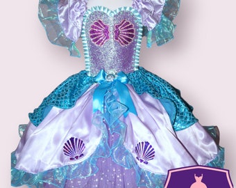 Vestido de tutú inspirado en la concha azul de la princesa Ariel, vestido de baile para desfile, disfraz de fiesta de cumpleaños