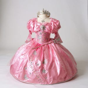 Deluxe Prinzessin Glinda die gute Hexe-Zauberer von Oz inspiriertes rosa Tutu-Kleid-Festzug-Ballkleid-Geburtstags-Party-Kostüm