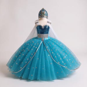 Vestido tutu inspirado na princesa Elsa Frozen, vestido de baile para concurso de beleza, fantasia de festa de aniversário