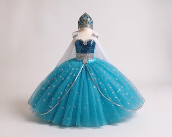 Princess Elsa Frozen Inspired Tutu Dress Pageant Ball Gown Birthday Party Costume