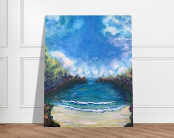 SLXOriginalArt による青い空、ビーチ、海の波、海、海岸の絵画