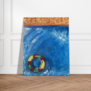 Piscina con anello di gomma dipinto costiero (senza cornice) di SLXOriginalArt Poster carta semi-lucida premium 40 x 50 cm / 16x20″