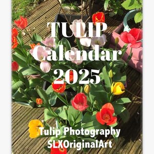 2025 Tulpenkalender Bunter Wandkalender Küstenstrand Meer Ozean Künstler SLXOriginalArt Größe A3 16 x 12 Zoll 2025