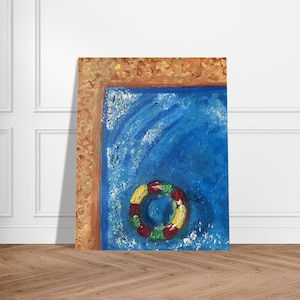 Piscina Anello di gomma Bordo sinistro Dipinto costiero (senza cornice) di SLXOriginalArt Poster carta semi-lucida premium 40 x 50 cm / 16x20″