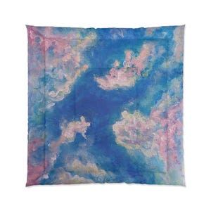 Beautiful Fluffy Clouds Comforter Sunset Wave  Ocean Wave Coast Beach Bedding Comforter