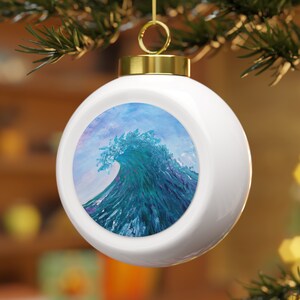 Blaue Welle Pink & Blue Sky Ball Ornament Bauble Weihnachtsmann Weihnachten Dekoration Meer Ozean Felsen Küsten Geschenke