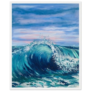 Large Crashing Wave A2 Premium Matte Paper Wooden Framed Poster