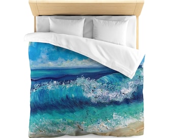 Capa de edredom Coastal Sky Blue Wave Capa de edredom Microfibra