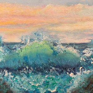 Landschap verpletterende golf zee blauw strand golf canvas zee oceaan golven schilderij print door SLX originele kunst kunstenaar Shirley Loach