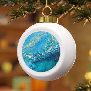 Christmas Ball Ornament Bauble Santa Christmas Xmas Decorations Sea Ocean Rocks Coastal Gifts