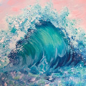 Retrato Aqua Wave Canvas Sea Ocean Waves Pintura Impresión por SLX Artista de arte original Shirley Loach