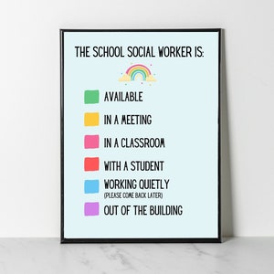 School Social Worker Door Sign Digital Print