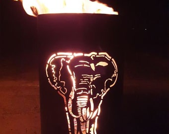 Fire barrel / fire basket with motif "African Elephant"