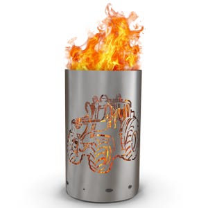 Motif fire barrel, round fire barrel, decorative fire barrel, fire basket, fire pit with motif &quot; tractor &quot;