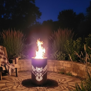 Feuertonne Eule | Feuerkorb Uhu | Eulen Deko | Gartenfeuer