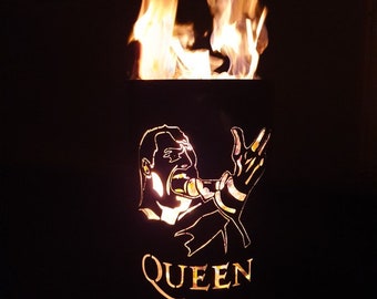 Fire barrel / fire basket with motif "Queen-Freddie Mercury"