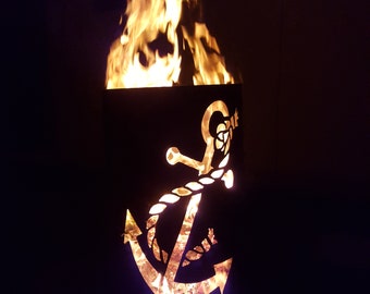 Fire barrel / fire basket with motif "Anchor"
