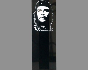 Colonne à motif / colonne décorative avec motif " Che Guevara " avec éclairage, enduit de poudre dans la couleur antrahzit