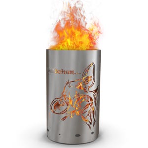 Motif fire barrel, round fire barrel, decorative fire barrel, fire basket, fire pit with motif &quot;Cow-Hello&quot;