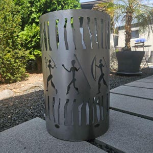 Motif fire barrel, round fire barrel, decorative fire barrel, fire basket, fireplace with motif &quot;Africa&quot;