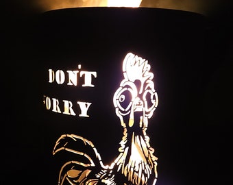 Feuertonne,Feuerkorb mit Motiv " Huhn "  Dont worry-be happy