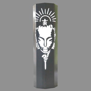 Motif column / decorative column with motif Buddha incl. decoration bowl and lighting, powder-coated in the color gray image 2