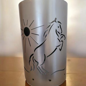 Motif fire barrel, round fire barrel, decorative fire barrel, fire basket, fireplace with motif &quot;horse&quot;