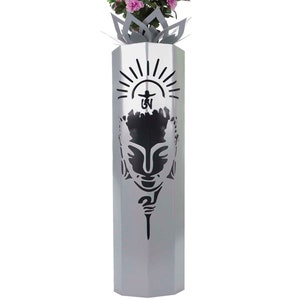 Motif column / decorative column with motif Buddha incl. decoration bowl and lighting, powder-coated in the color gray image 3