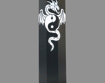 Colonne de motif / colonne décorative avec motif " Ying & Yang dragon " incl. éclairage, enduit de poudre dans la couleur antrahzit