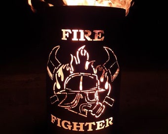 Fire barrel / fire basket with motif "Fire Fighter"