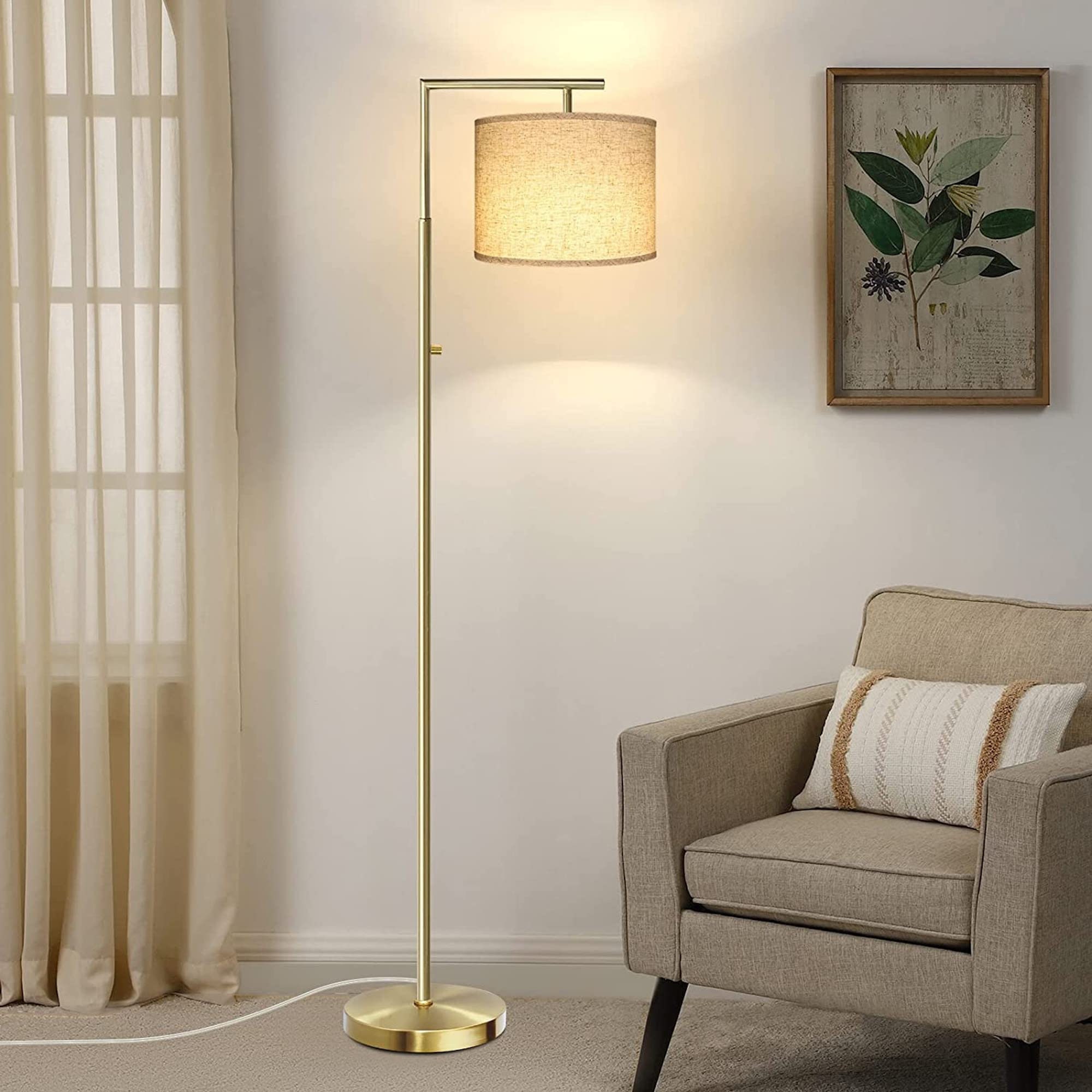 Rustic Upright Floor Light Vintage Tall Pole Light for Bedroom Living Room Office Dinning Room Reading Pedal Switch Hong-in Classic Standing Lamp with Twist Design LED Floor Lamp 