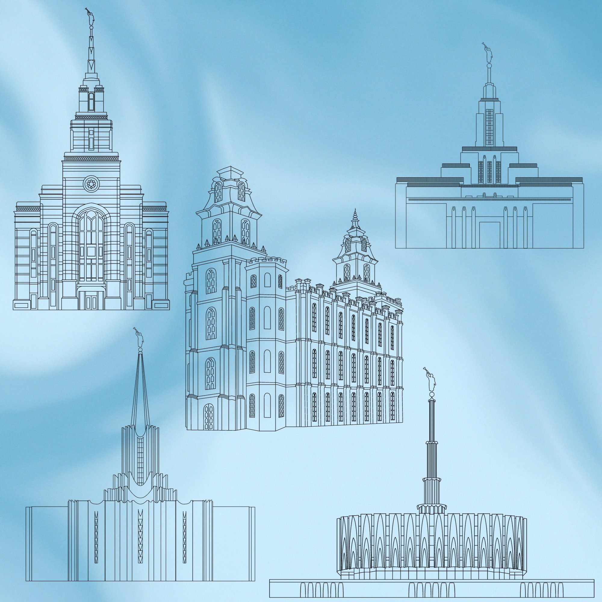 Utah LDS Temple Bundle 21 Total | LDS Temple Svg | LDS Temple Dxf | - Etsy