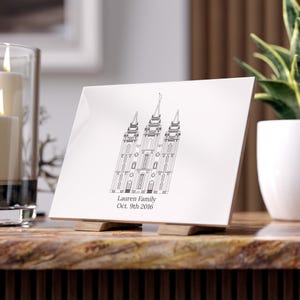Personalized Salt Lake City Utah Temple LDS Wedding Keepsake | Custom Ceramic Tile with Names & Date | Latter-Day Saint Temple Décor Gifts
