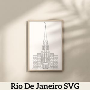 Puede incluir: Un dibujo en blanco y negro de un edificio de iglesia con una torre alta. El edificio está enmarcado en un marco de madera claro.