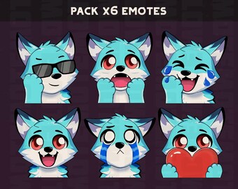 original blue fox emotes starter pack x6 for twitch, discord or youtube