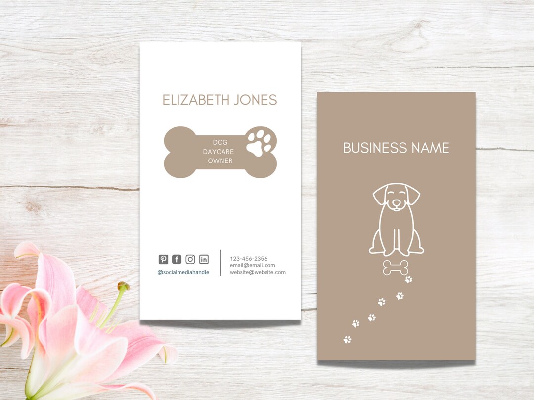 Editable Business Card Dog Business Card Template DIY Etsy
