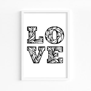 LOVE | Posters | printed | DIN A4 | print yourself | wall decoration | Valentine&#39;s Gift | love | Romantic Poster | Digital instant download