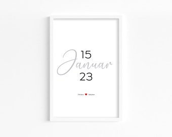 Poster - Jahrestag | Personalisiert | Print | DIN A4 | Digitaler Download | Hochzeit | Geschenk | Erinnerung