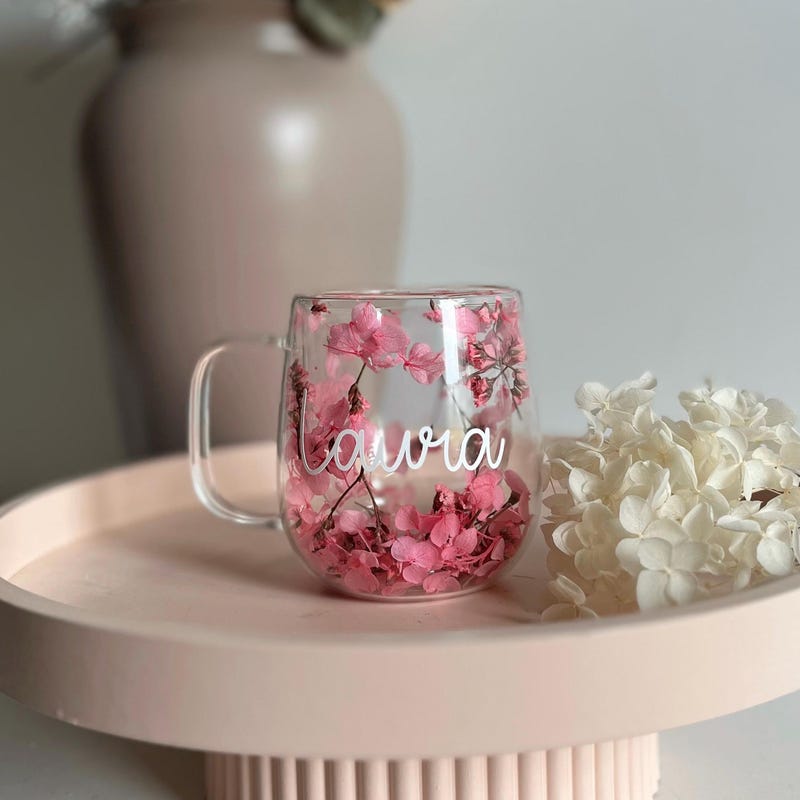 Personalized Flower Mug, Original Gift for Grandma, Mom, Godmother, Teacher, Nanny