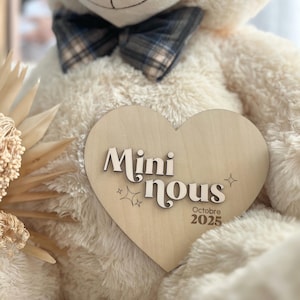 Pancarte en bois "Mini nous" - Annonce grossesse originale