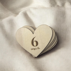 Cartes étapes bébé en bois - Première année (12 mois) - Coeur