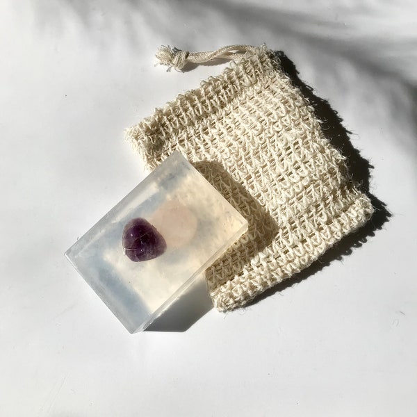 Amethyst and Rose Quartz  Soap | DE-STRESS your life | Crystal Intent Soap | Handmade | Precious Stone Soap |