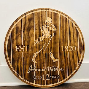 ヴィンテージ　Johnnie Walker 壁掛け　置物 Johnnie Walker LED Wall Art: RGB Color Changing Wooden Decor - Etsy