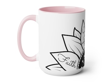 Two-Tone Sunflower Coffee Mugs, 15oz