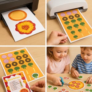 Build-A-Pizza Pretend Play & Coloring busy Book Bundle Kindergarten Printable, PreK Printable, Toddler Activity, Preschool Activity PDF JPG