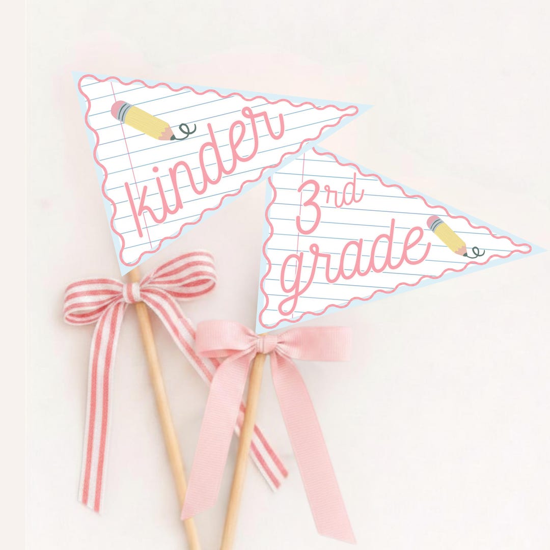 First Day of School Pennant Flags Printable Customizable, Preschool to ...