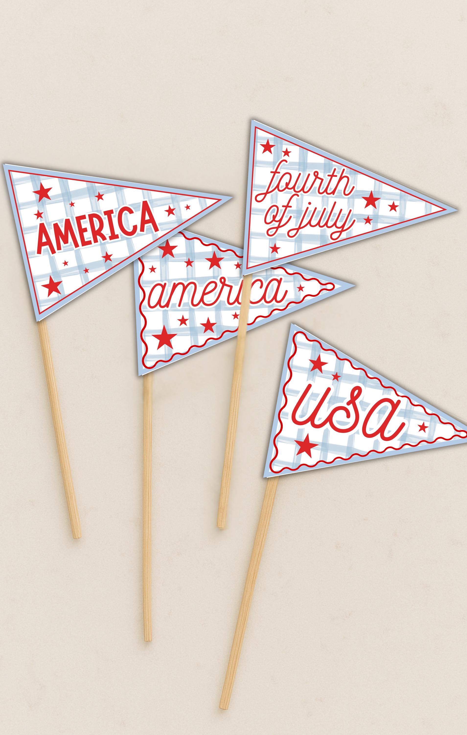 Editable Party Flags Editable Patriotic Pennant Flags Template Bundle | 4th of July Party ...